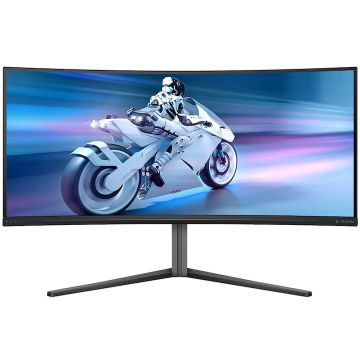 Philips Monitor Gaming Philips EVNIA Curbat, 34, QD-OLED, WQHD, 175Hz, 0.03ms, HDR400, TrueBlack, FlickerFree, HA, HDMI, DisplayPort, USB, hub, RGB, Light, FX, 34M2C6500/00, Negru