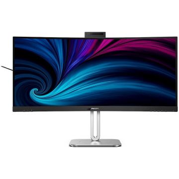 Philips Monitor PhilipsCurbat , 34, VA, WQHD, 120Hz, 4ms, HDR400, FlickerFree, Boxe 5W x 2, Webcam, HA, HDMI, DisplayPort, USB, hub, USC-C, KVM, RJ45, 34B2U6603CH/00, Negru