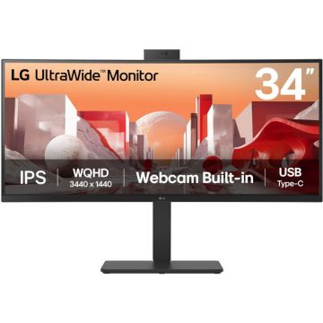 LG Monitor LED LG UltraWide Curbat 34BA85QE-B, Diagonala 34, Rezolutie UWQHD 3440x1440, IPS, 5 ms, 60 Hz, 1000:1, Webcam, Negru LG Monitor LED LG UltraWide Curbat 34BA85QE-B, Diagonala 34, Rezolutie UWQHD 3440x1440, IPS, 5 ms, 60 Hz, 1000:1, Webcam, Negru