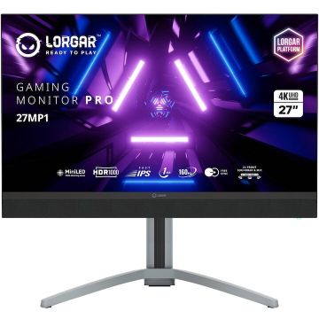LORGAR Monitor Gaming MiniLED IPS Lorgar Pro 27MP1, Diagonala 27, Rezolutie 4k UHD 3840x2160, 160Hz, 1ms, HDR 1000, Iluminare RGB, Negru-gri, LRG-27MP1U160-GY LORGAR Monitor Gaming MiniLED IPS Lorgar Pro 27MP1, Diagonala 27, Rezolutie 4k UHD 3840x2160, 160Hz, 1ms, HDR 1000, Iluminare RGB, Negru-gri, LRG-27MP1U160-GY