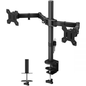 TECHLY Suport birou pentru 2 monitoare, Techly, 13-27, Vesa, 2x10kg, Negru TECHLY Suport birou pentru 2 monitoare, Techly, 13-27, Vesa, 2x10kg, Negru