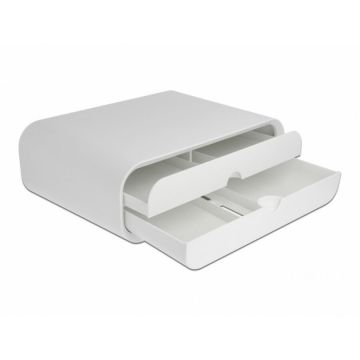 Delock Suport monitor max 30kg cu 2 sertare Alb, Delock 18325 Delock Suport monitor max 30kg cu 2 sertare Alb, Delock 18325