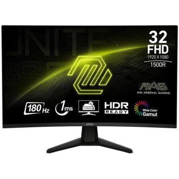 MSI Monitor Gaming Curbat LED VA MSI MAG 32C6 31.5, Full HD (1920x1080), 180Hz, 1ms, Adaptive-Sync, 1500R, 2x HDMI, Display Port, Jack, Negru MSI Monitor Gaming Curbat LED VA MSI MAG 32C6 31.5, Full HD (1920x1080), 180Hz, 1ms, Adaptive-Sync, 1500R, 2x HDMI, Display Port, Jack, Negru