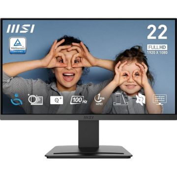 MSI Monitor VA LED MSI PRO MP223 E2, 21.45 inch, Full HD 1920 x 1080, HDMI, DisplayPort, 100 Hz, 1 ms, Negru MSI Monitor VA LED MSI PRO MP223 E2, 21.45 inch, Full HD 1920 x 1080, HDMI, DisplayPort, 100 Hz, 1 ms, Negru