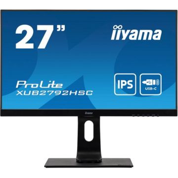 Monitor IPS LED iiyama 27inch XUB2792HSC-B1, Full HD (1920 x 1080), HDMI, DisplayPort, Pivot, Boxe (Negru)