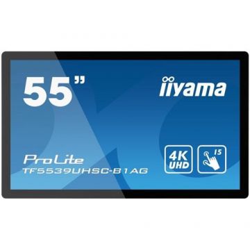 Display Profesional IPS LED iiyama ProLite 55inch TF5539UHSC-B1AG, Ultra HD (3840 x 2160), VGA, HDMI, DisplayPort, Touchscreen, Boxe (Negru)