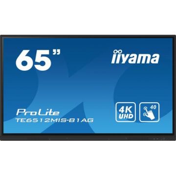 Display Profesional IPS LED iiyama ProLite 65inch TE6512MIS-B1AG, Ultra HD (3840 x 2160), VGA, HDMI, Boxe, Touchscreen (Negru)