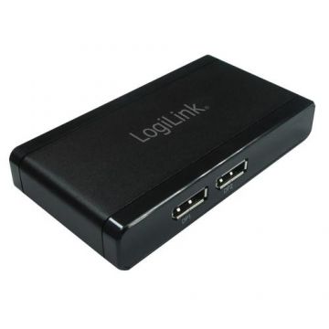 Dispozitiv de distribuire semnal LogiLink , 4K DisplayPort 1.2 2x DisplayPort, Negru