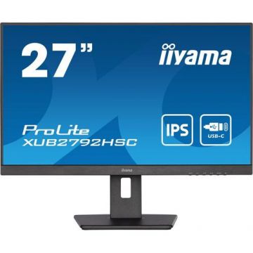 Monitor IPS LED iiyama PROLITE 27inch XUB2792HSC-B5, Full HD (1920 x 1080), HDMI, DisplayPort, Pivot, Boxe (Negru)