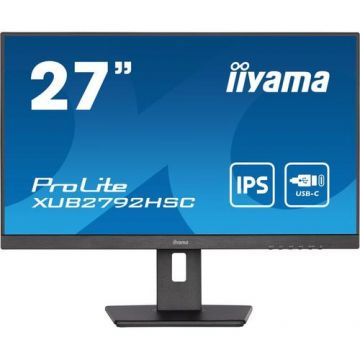 Monitor IPS LED iiyama PROLITE 27inch XUB2792HSC-B5, Full HD (1920 x 1080), HDMI, DisplayPort, Pivot, Boxe (Negru)