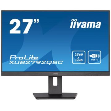 Monitor IPS LED iiyama PROLITE 27inch XUB2792QSC-B5, QHD (2560 x 1440), HDMI, DisplayPort, AMD FreeSync, Pivot, Boxe (Negru)