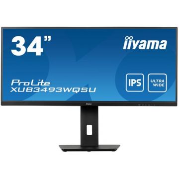 Monitor IPS LED iiyama ProLite 34inch XUB3493WQSU-B5, WQHD (3440 x 1440), HDMI, DisplayPort, AMD FreeSync, Boxe (Negru)