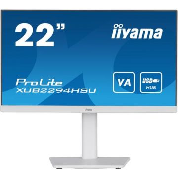 Monitor VA LED iiyama ProLite XUB2294HSU-W2, Full HD (1920 x 1080), HDMI, DisplayPort, AMD FreeSync, Pivot, Boxe (Alb)