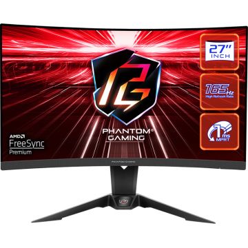 Monitor LED ASRock Gaming PG27Q15R2A Curbat 27 inch QHD VA 1 ms 165 Hz HDR FreeSync Premium