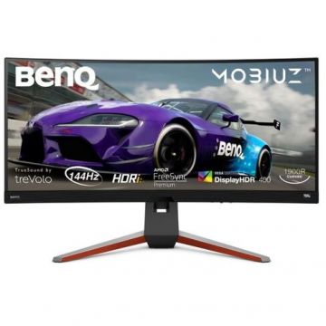 benq Monitor Gaming IPS LED BenQ EX3415R, 34inch WQHD, Ecran Curbat, Boxe, 1 ms, 144 Hz, Gri